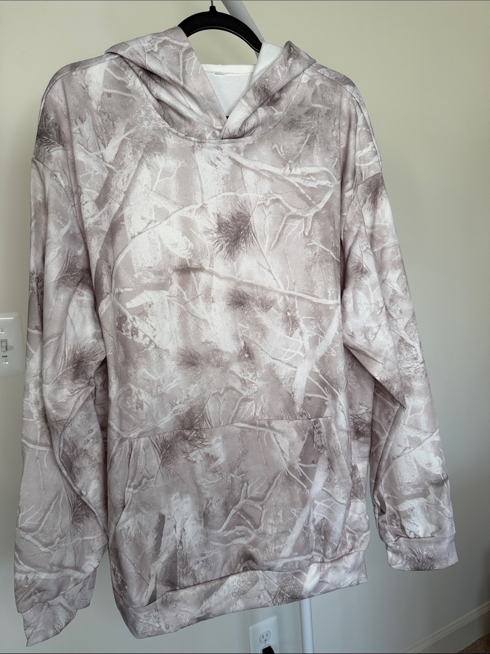Neutral Taupe Patterned Hoodie Sweater - Women